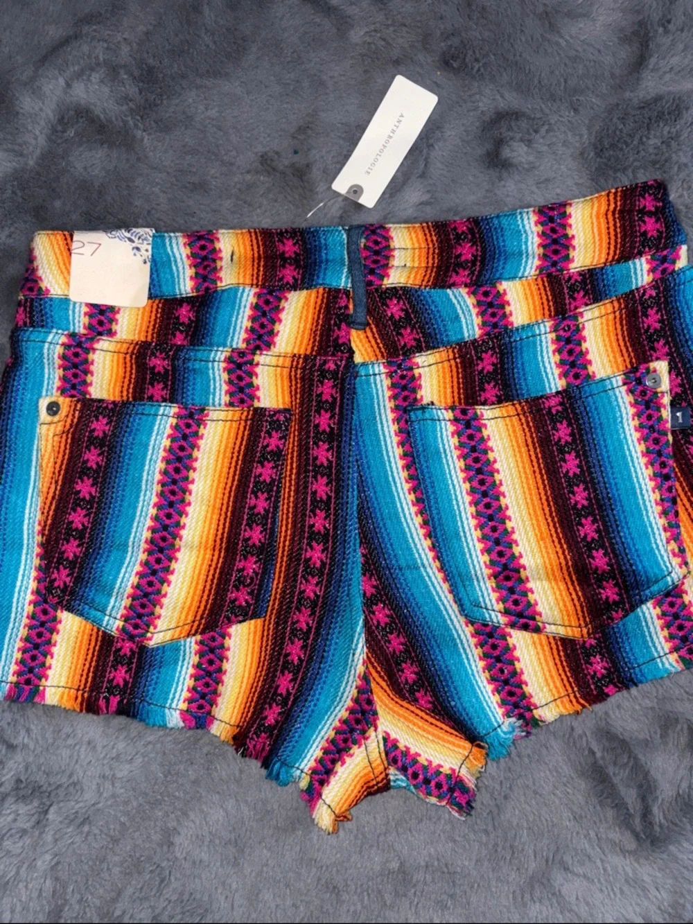 Anthropologie Multicolor Striped Festival Jean Shorts - Picture 9 of 11